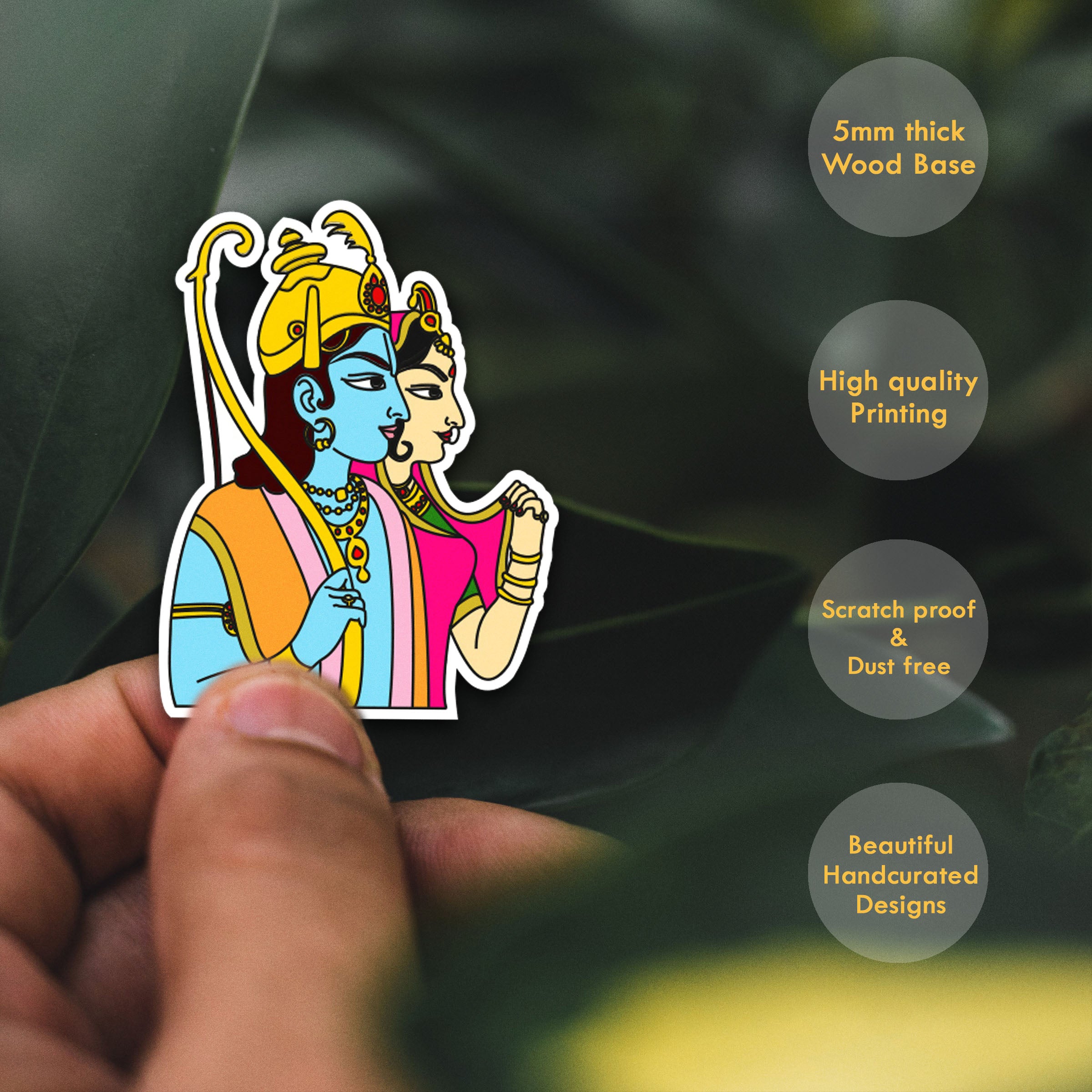 Wooden Fridge Magnet - Siya Ram